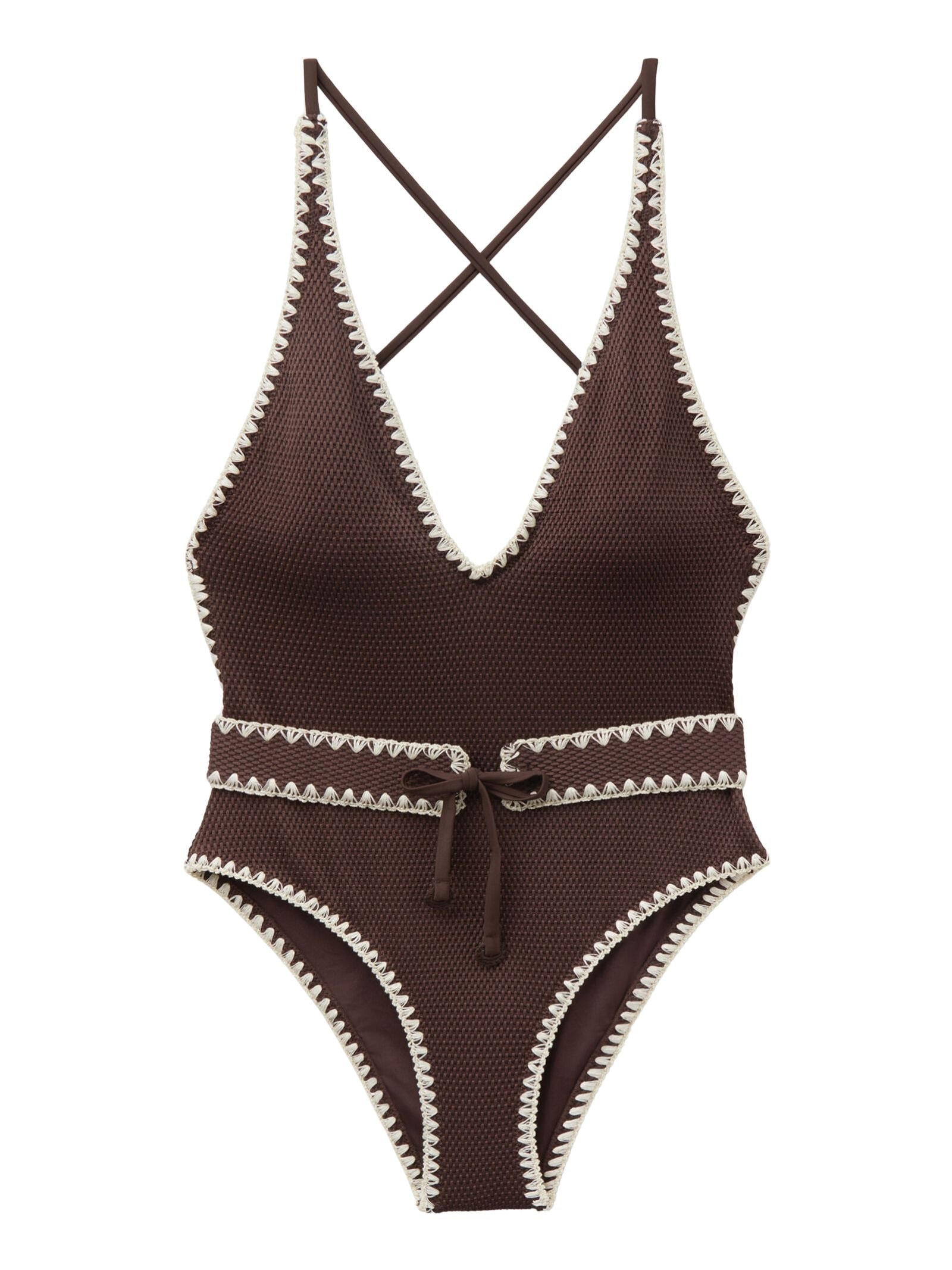 Maiô Bicolor Embroidery Marrom Calzedonia