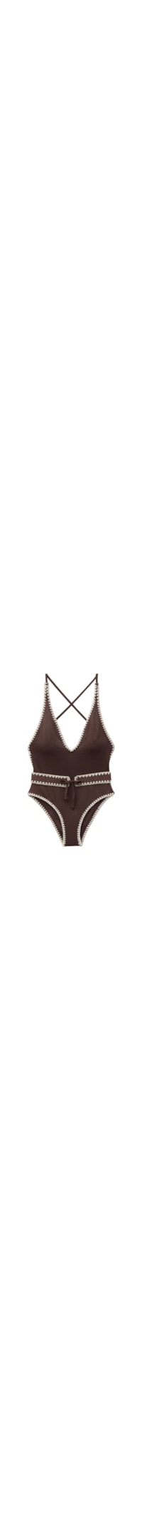 Maiô Bicolor Embroidery - Marrom