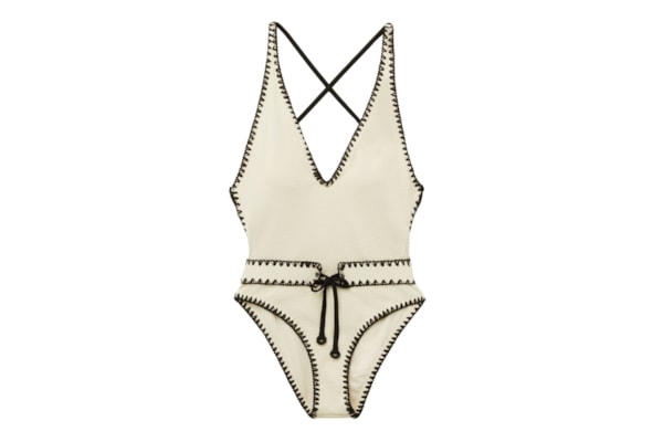 Maiô Bicolor Embroidery - Off-White