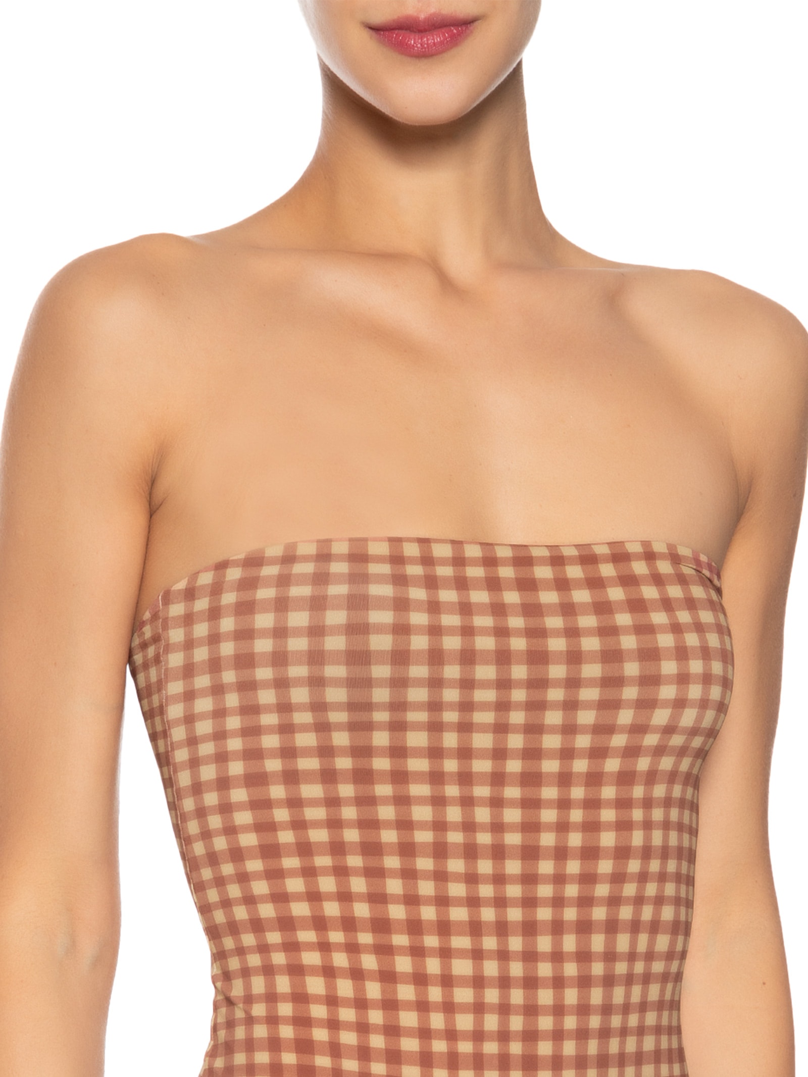 Maiô Body Estampa Vichy Marrom Dress To