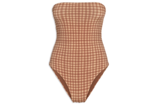 Maiô Body Estampa Vichy - Marrom