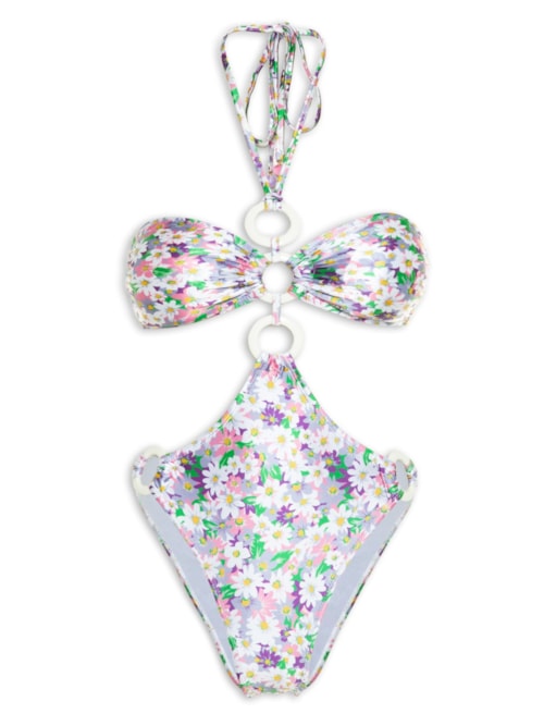 Maiô Cavado Com Estampa Floral – Lilás