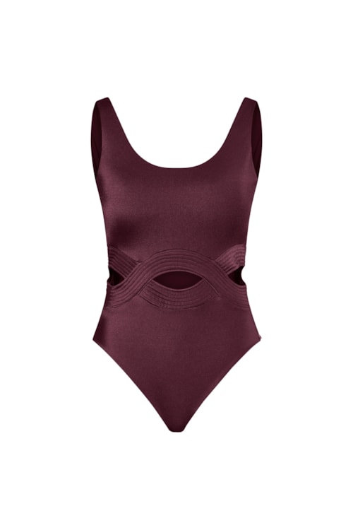 maiô com bojo e trançado de matelassê orla cabernet