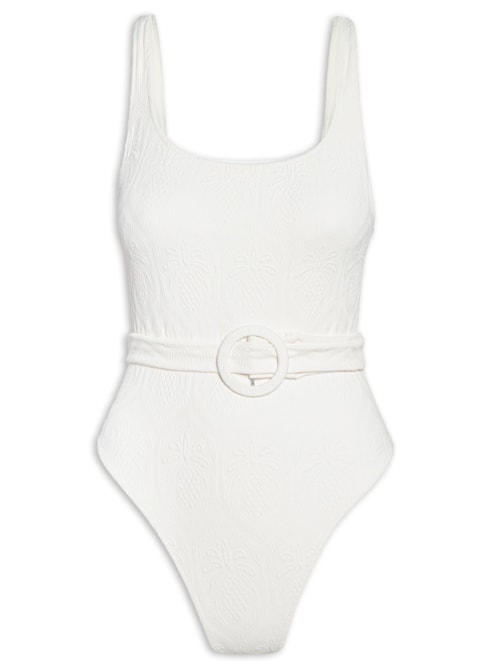 Maiô Com Cinto Textura Abacaxi – Branco