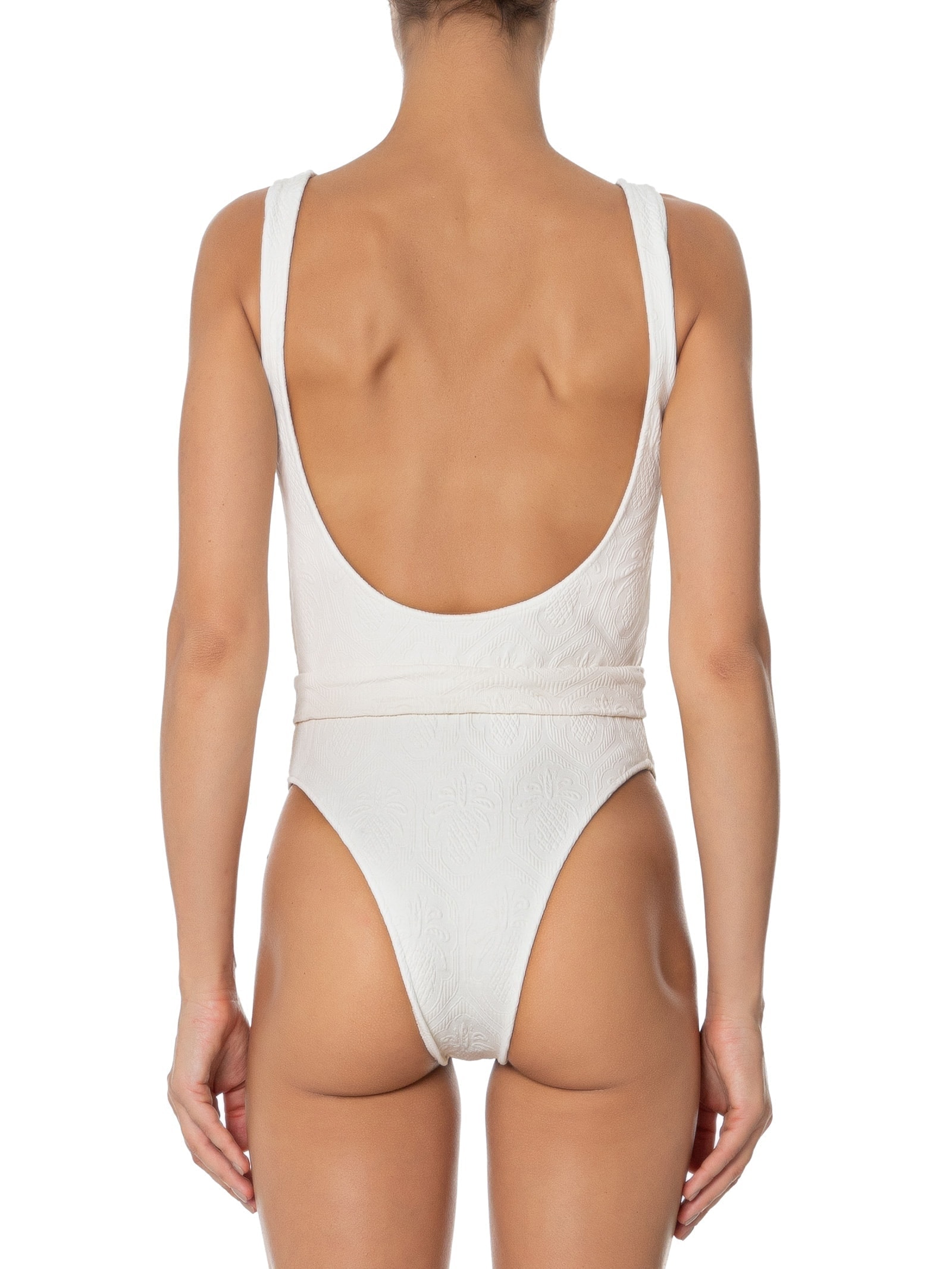 Maiô Com Cinto Textura Abacaxi Branco Farm Praia