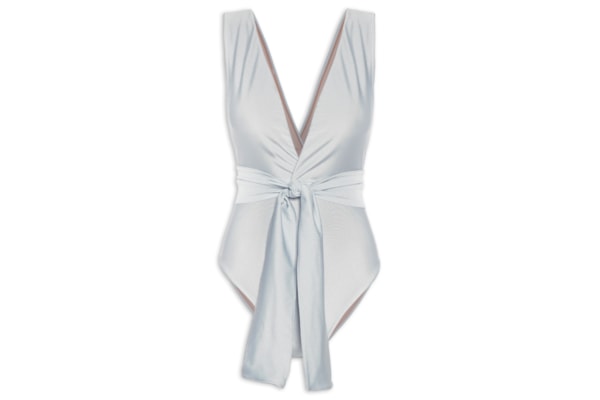 Maiô Com Decote Profundo E Amarração - Prata