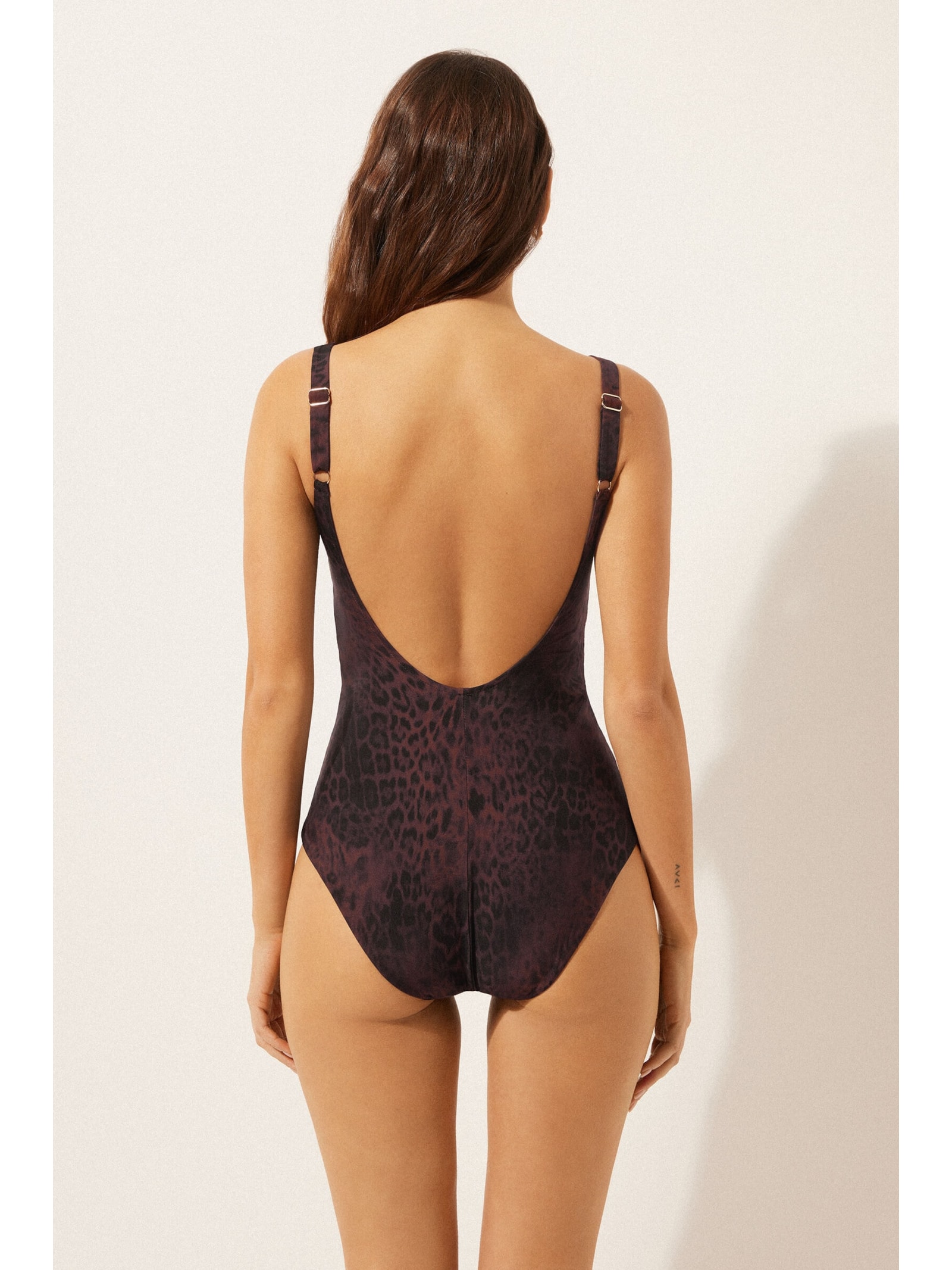 Maiô Com Efeito Modelador Dark Animalier Marrom Calzedonia