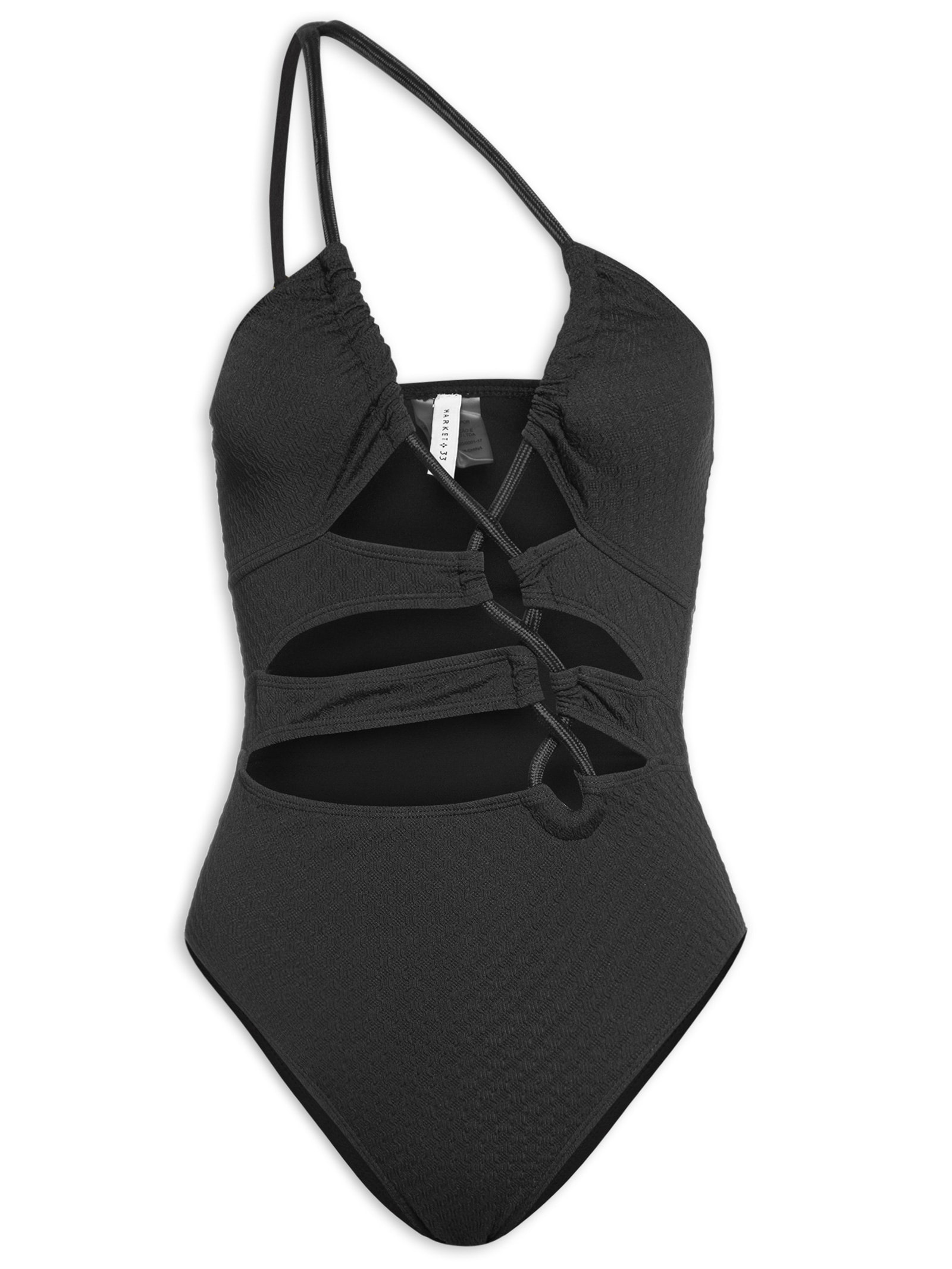 Maiô Com Recortes Assimétricos Preto Mktbeach