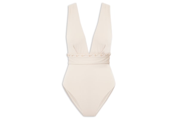 Maiô com Textura Alça Reta Liso - Off White