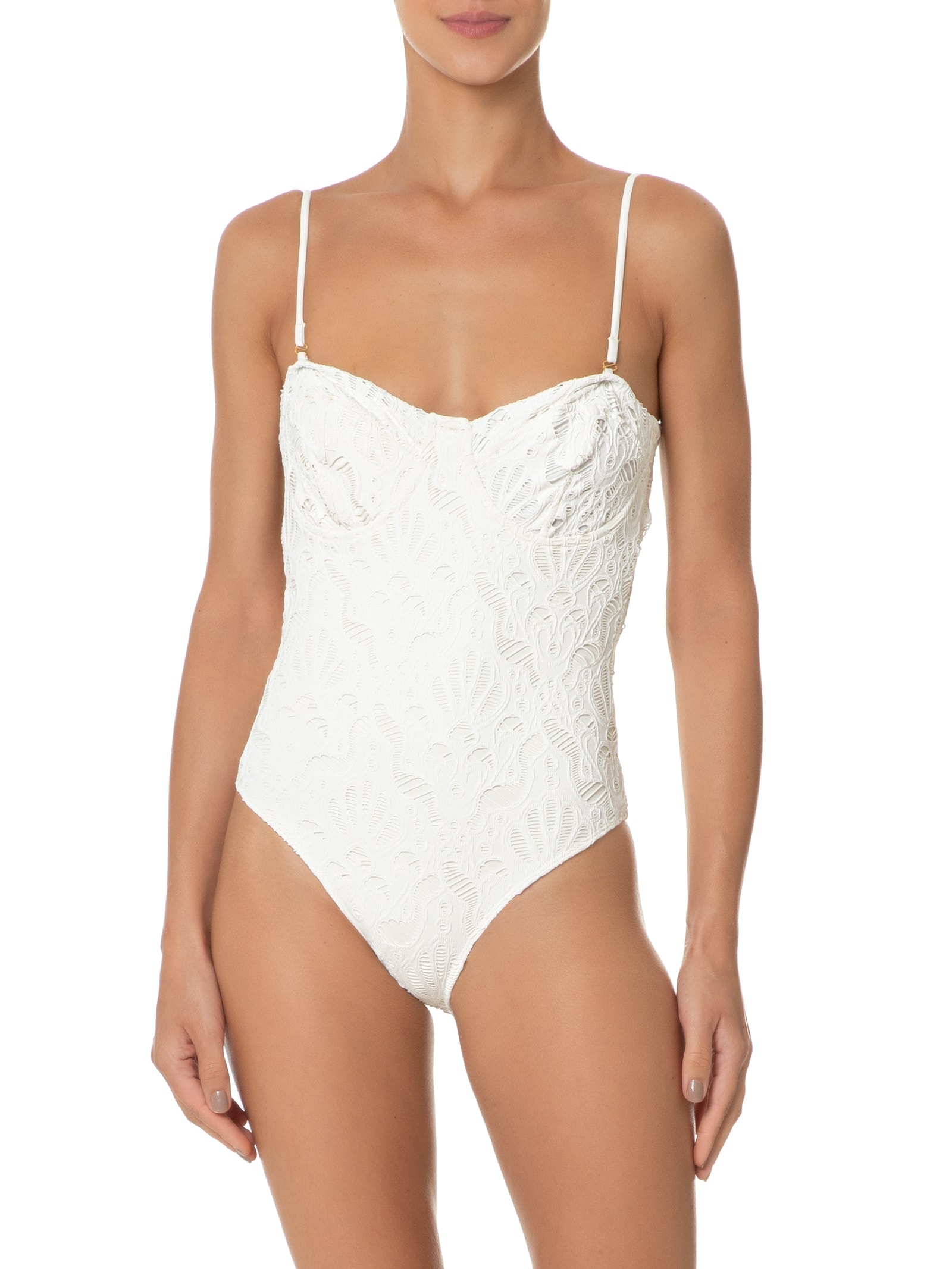 Maiô Conchas Branco Farm Praia