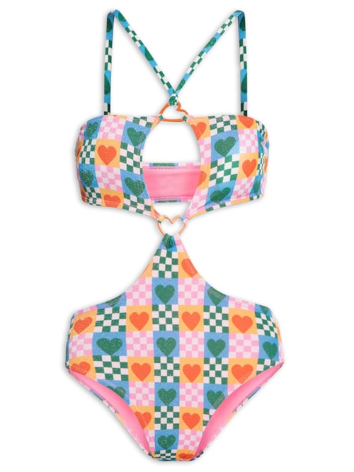 Maiô Coração Com Recortes – Rosa