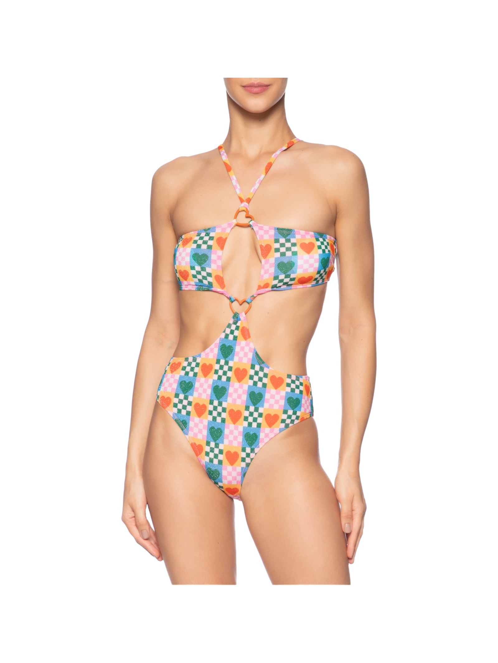 Maiô Coração Com Recortes Rosa  Mktbeach