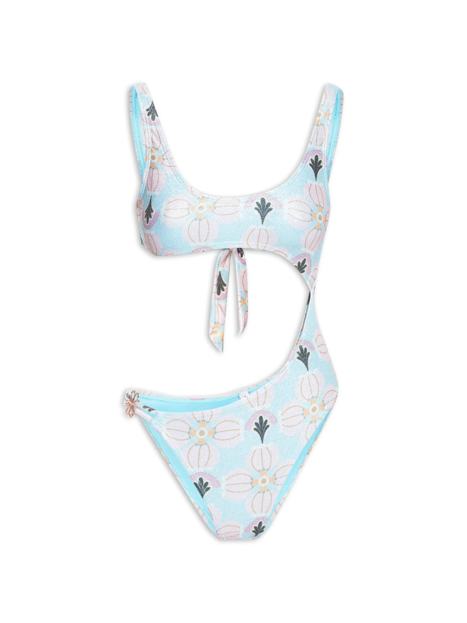 Maiô Cut Out Estampado Azul Mktbeach