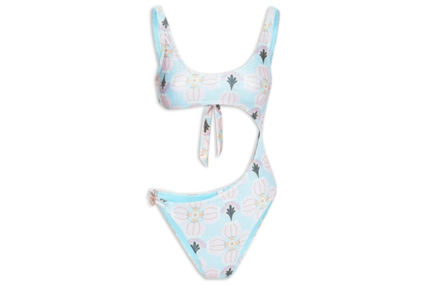 Maiô Cut Out Estampado - Azul