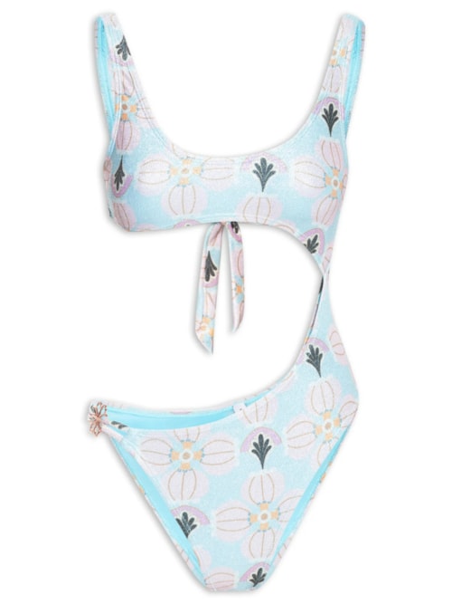 Maiô Cut Out Estampado – Azul