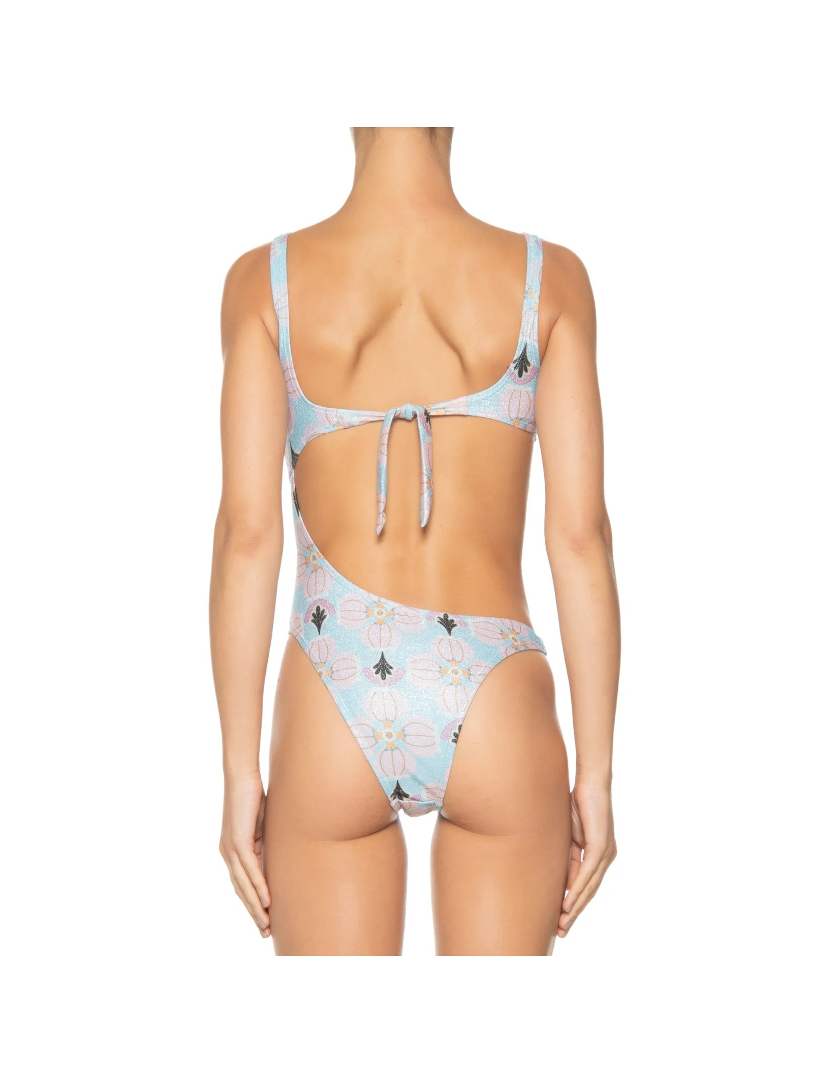 Maiô Cut Out Estampado Azul Mktbeach