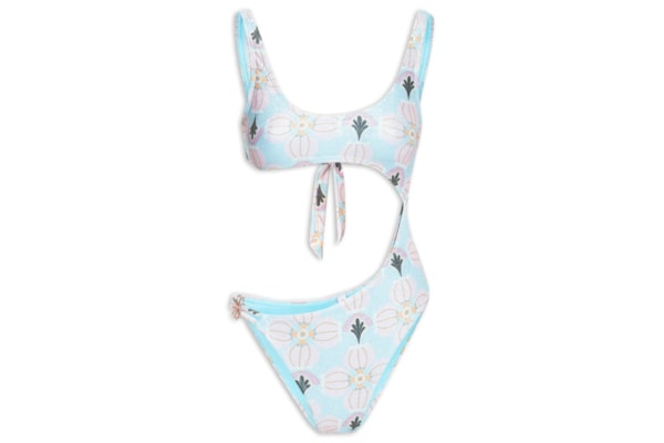 Maiô Cut Out Estampado - Azul