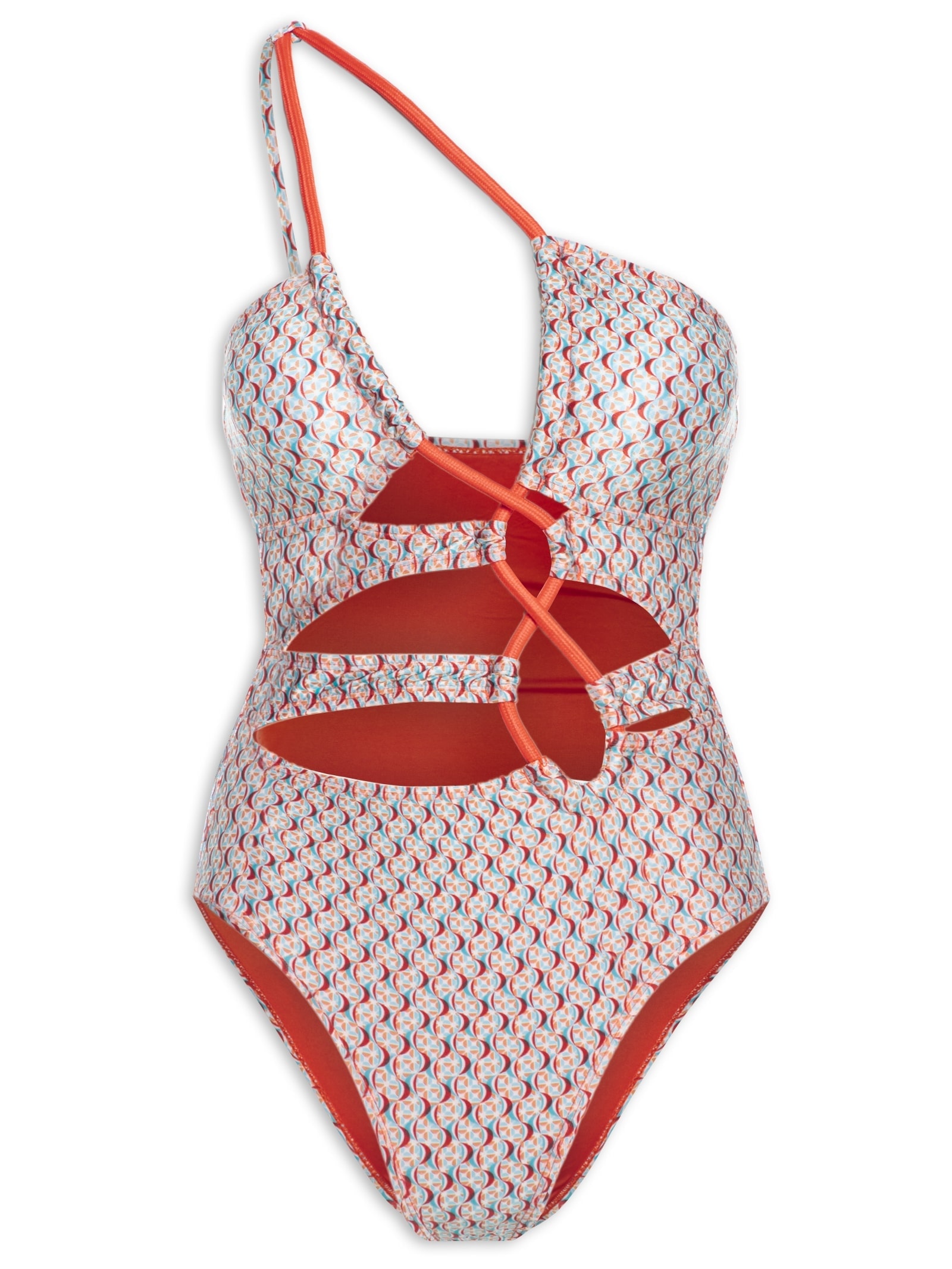 Maiô Cut Out Estampado Azul Mktbeach