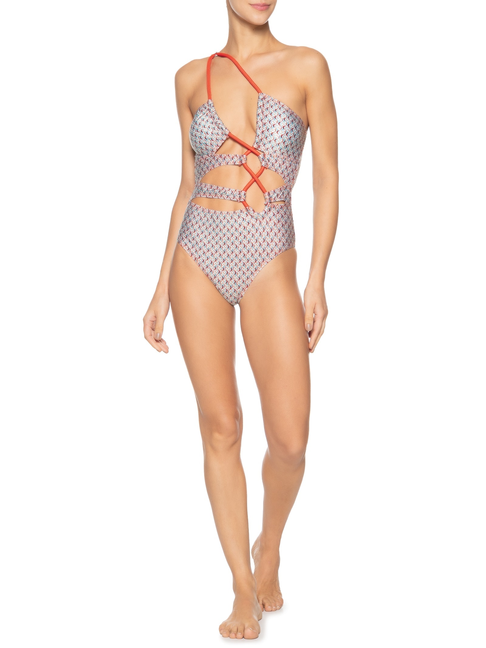 Maiô Cut Out Estampado Azul Mktbeach
