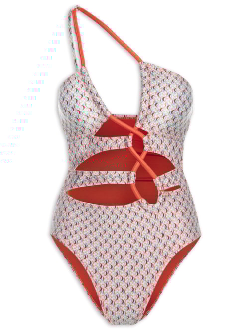 Maiô Cut Out Estampado – Azul