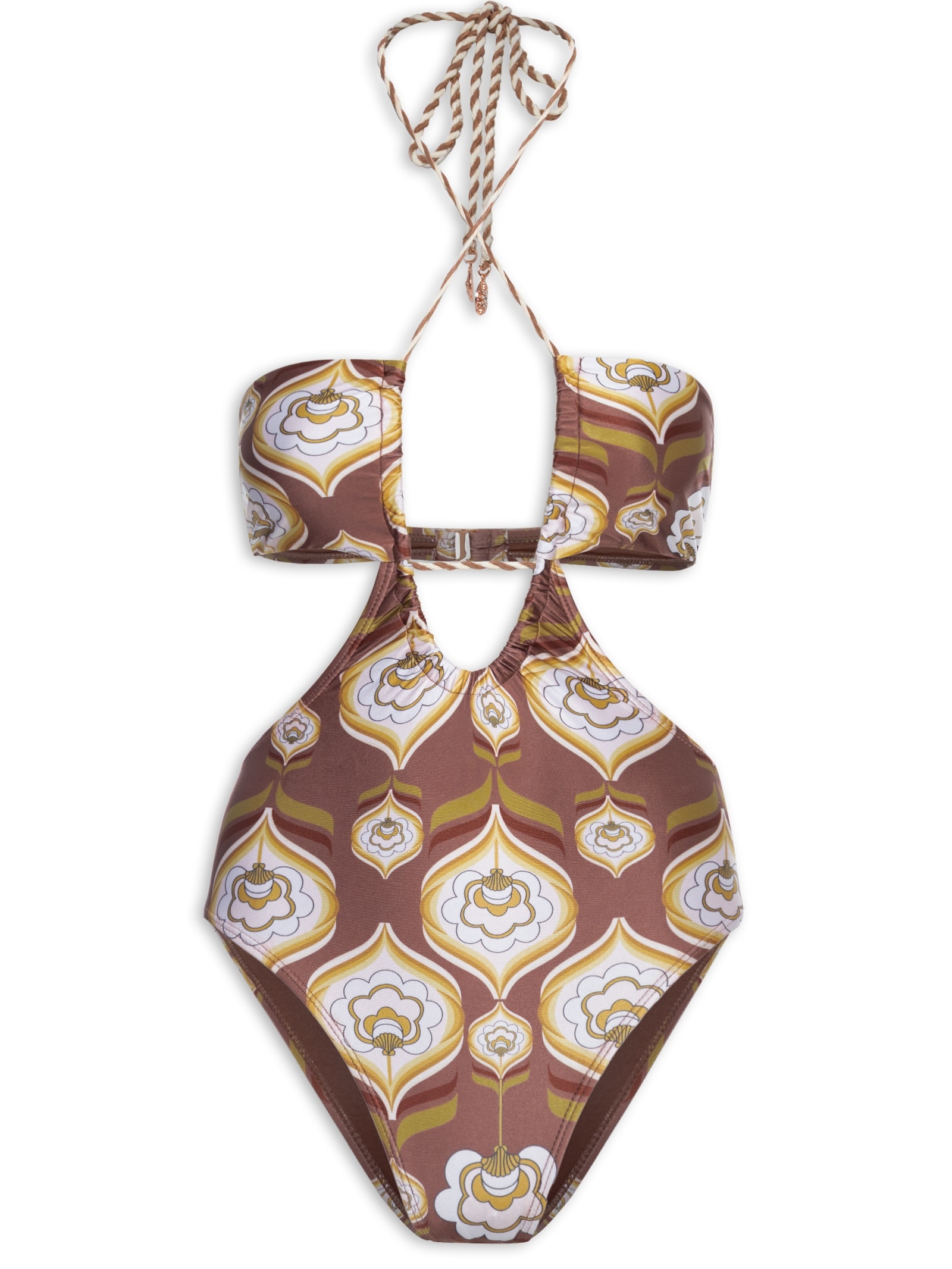 Maiô Cut Out Estampado Marrom Mktbeach