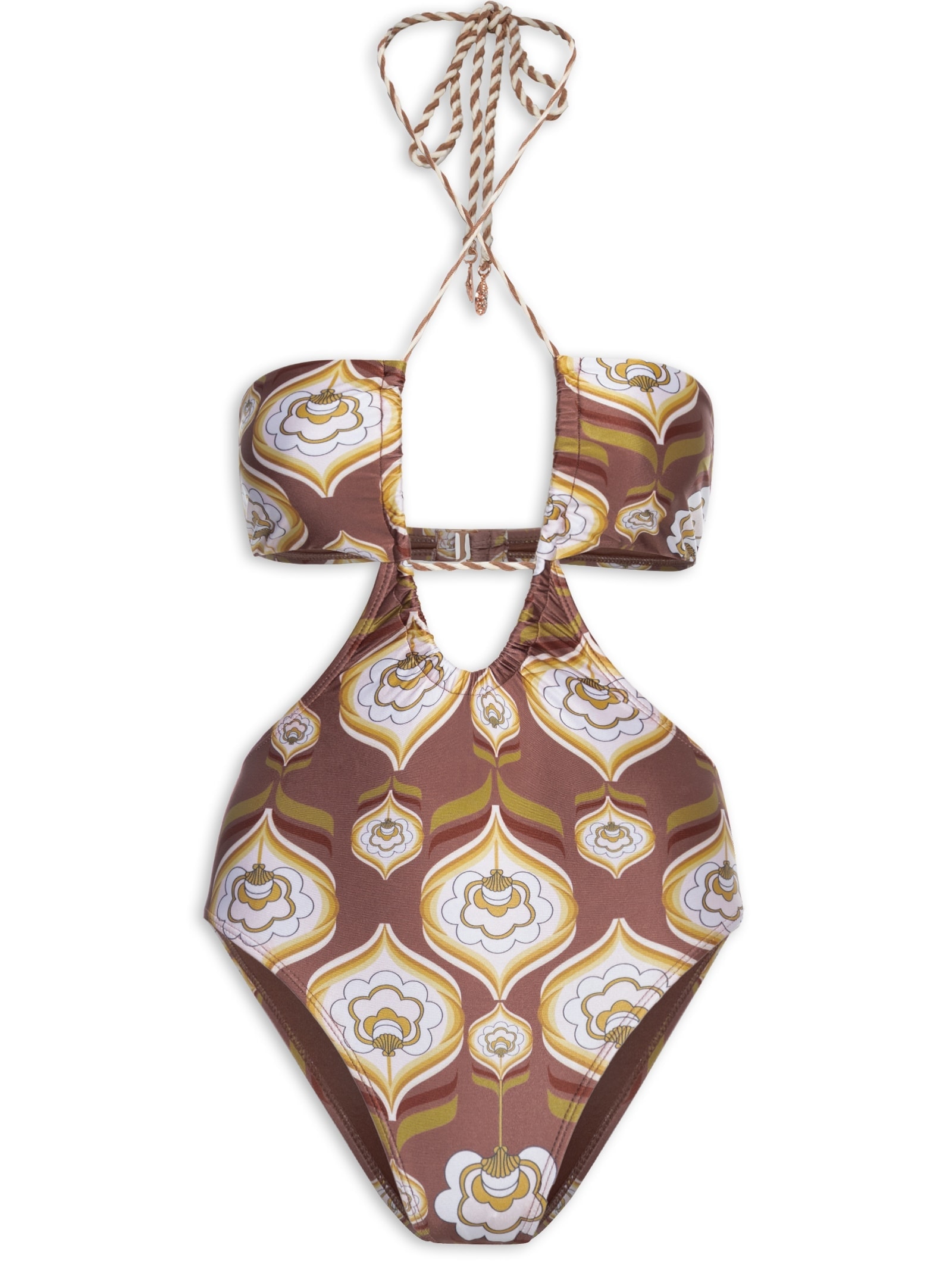 Maiô Cut Out Estampado Marrom Mktbeach