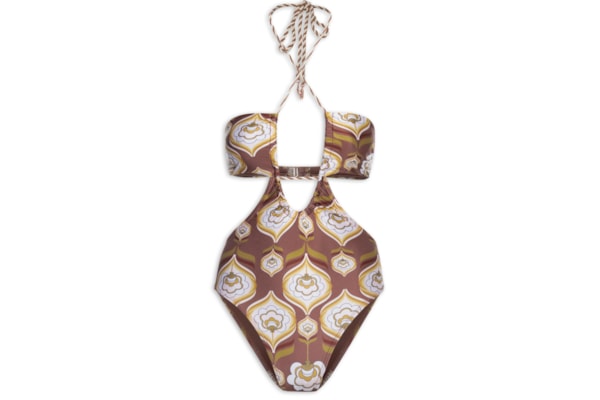 Maiô Cut Out Estampado - Marrom
