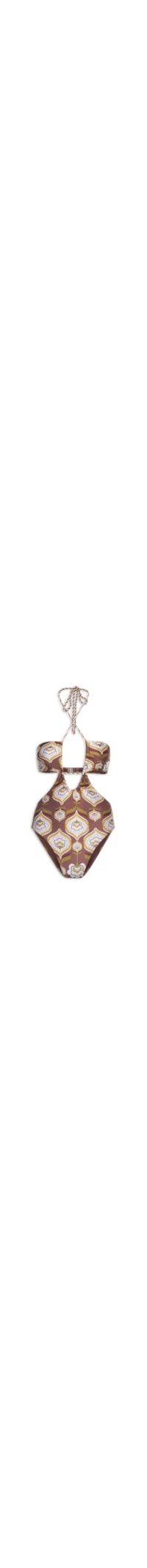 Maiô Cut Out Estampado - Marrom