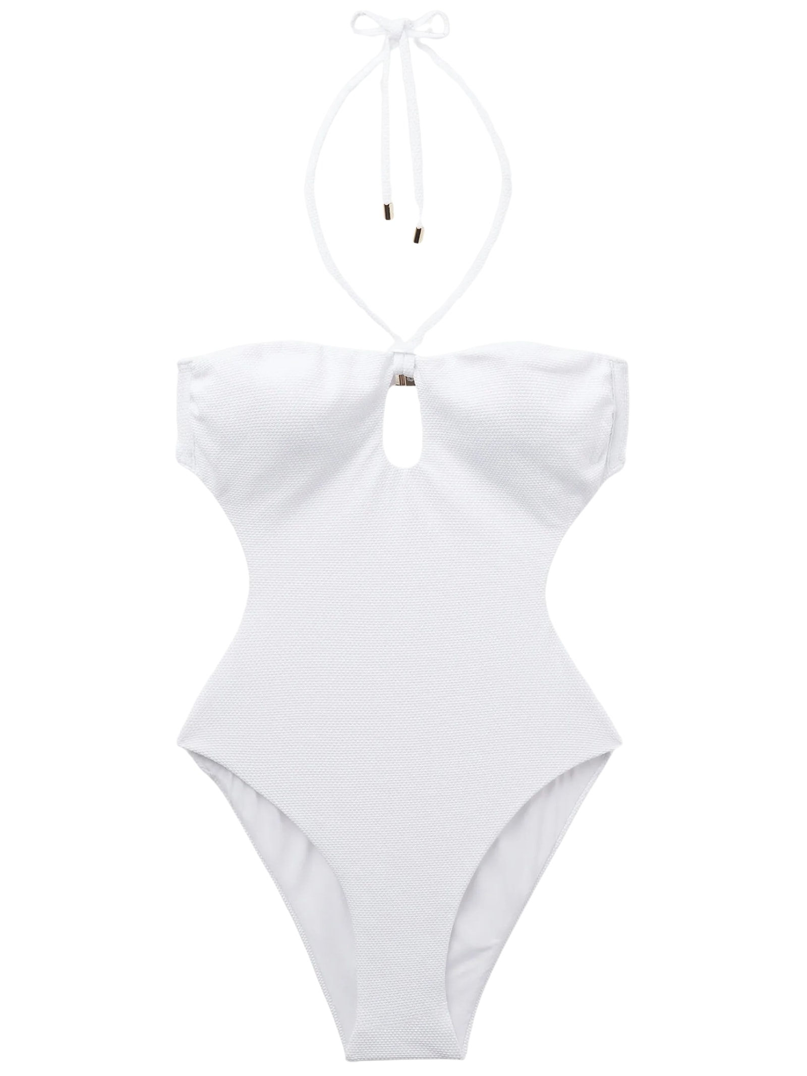 Maiô Cut Out Piquet Branco Calzedonia