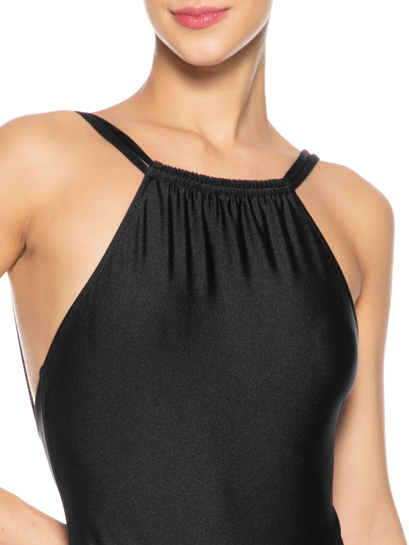 Maiô Decote Alto Com Alças Finas Preto '2Essential