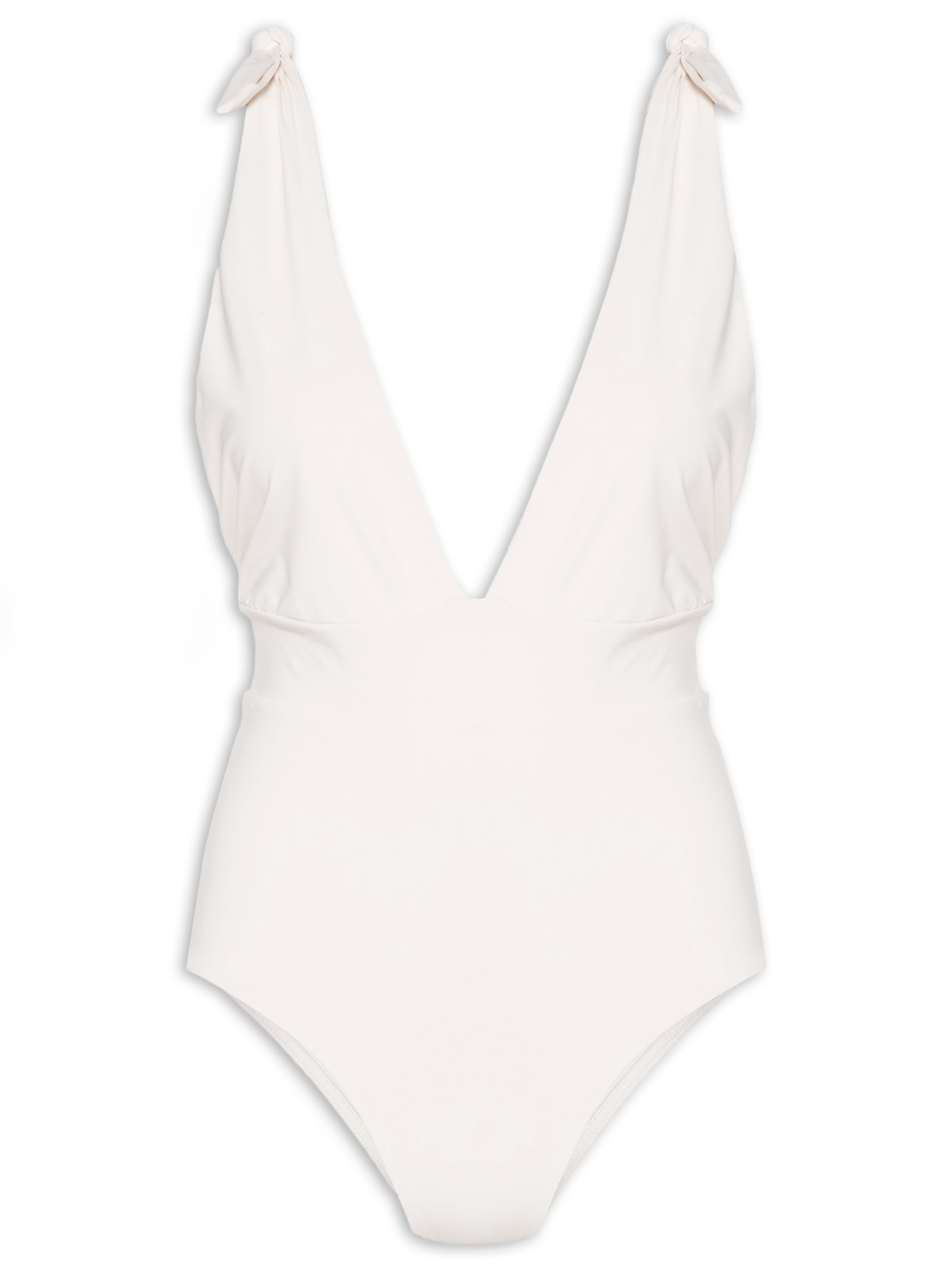 Maiô Decote Profundo Com Amarração Off White  '2Essential