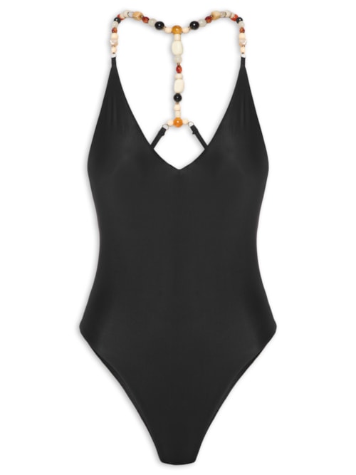 Maiô Decote V Alça Pedras – Preto