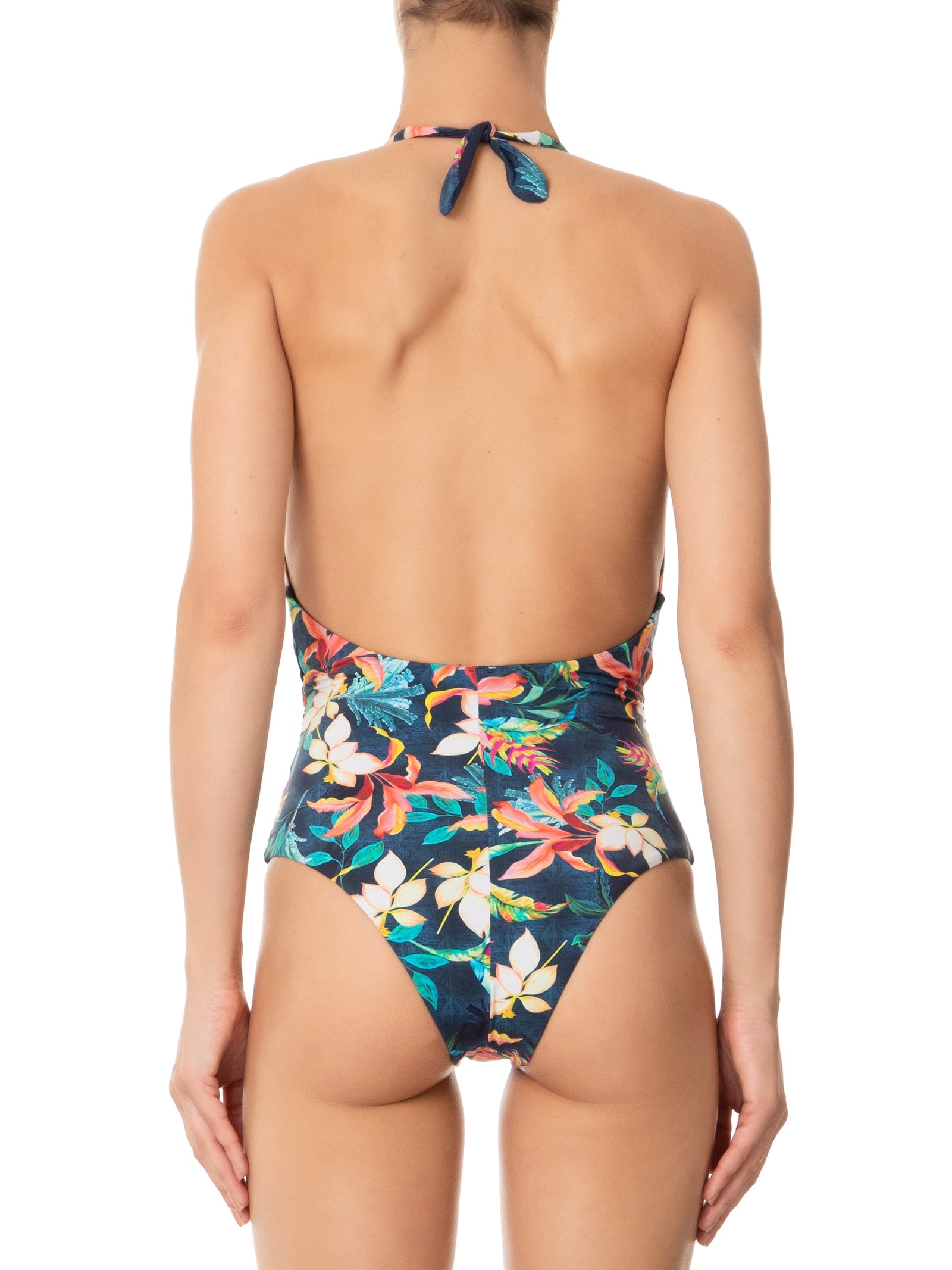 Maiô Decote V Estampado Azul '2Essential