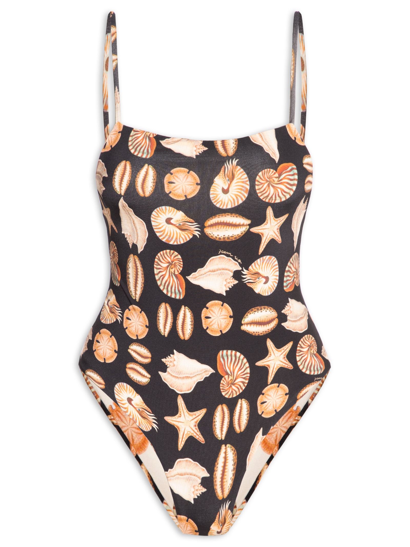 Maiô Double Conchas Preto Farm Praia