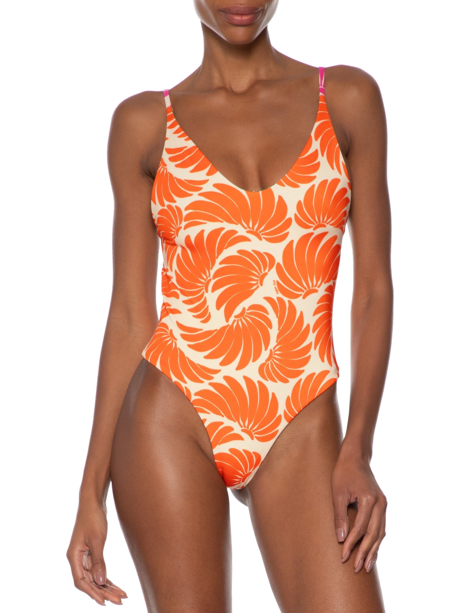 Maiô Double Voo De Banana Laranja Farm Praia