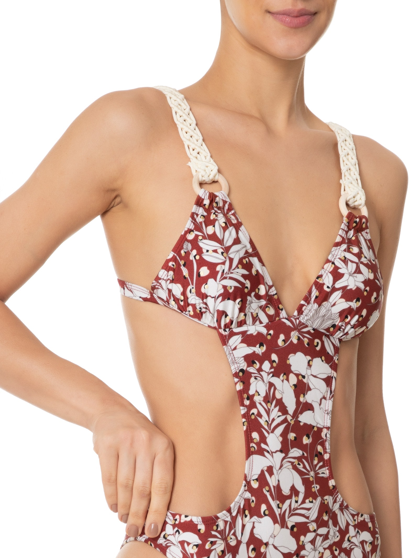 Maiô Engana Mamãe Floral Vermelho Mktbeach