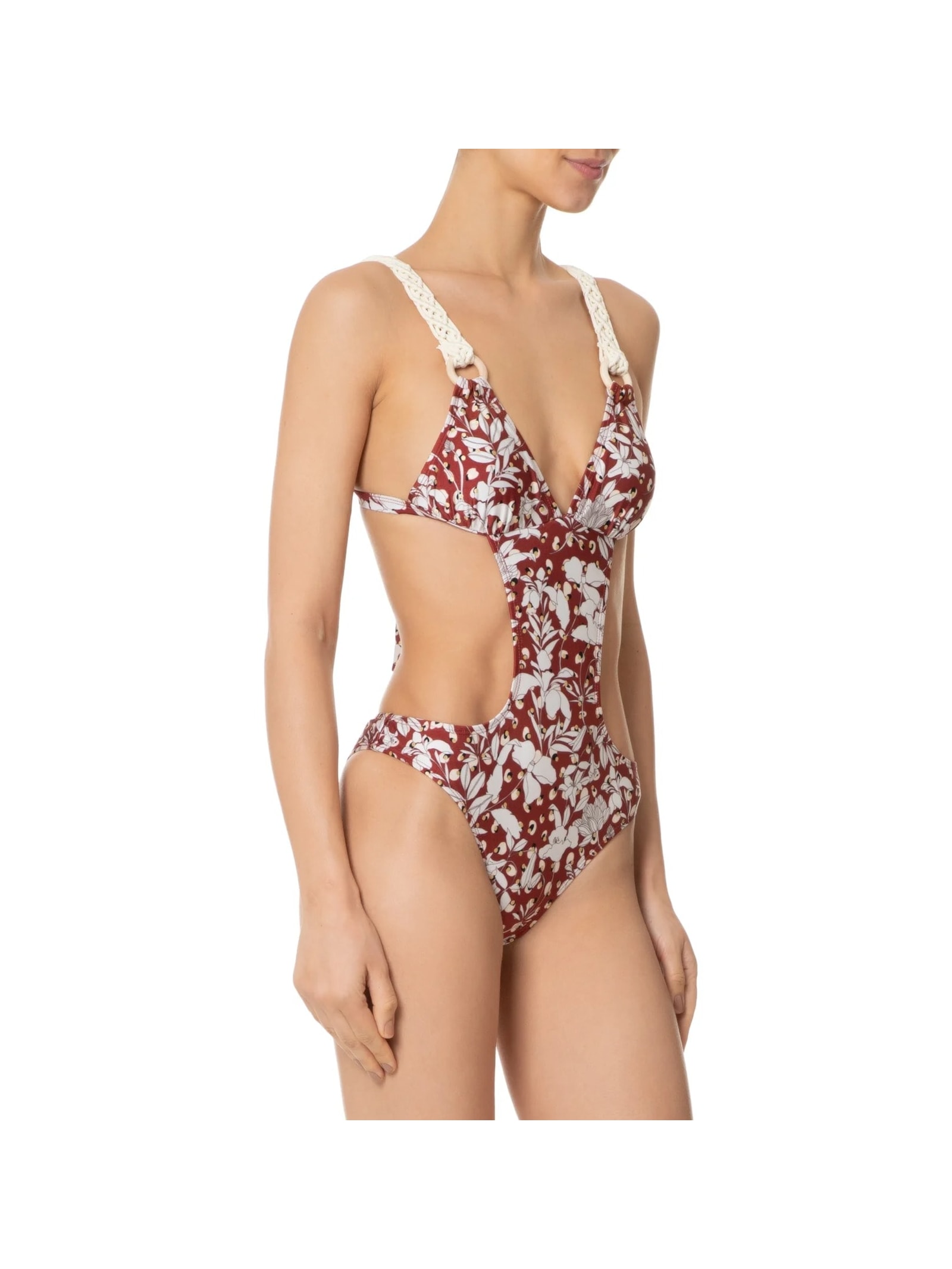 Maiô Engana Mamãe Floral Vermelho Mktbeach