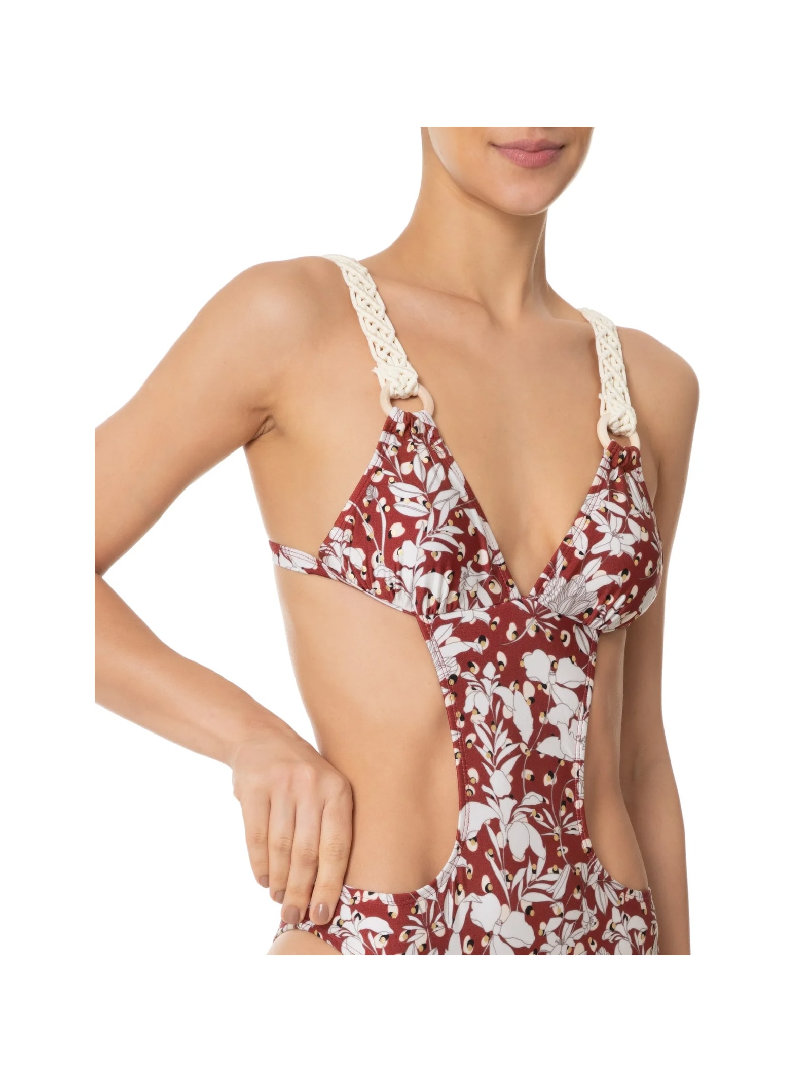 Maiô Engana Mamãe Floral Vermelho Mktbeach