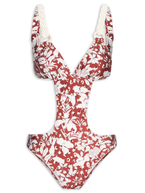 Maiô Engana Mamãe Floral - Vermelho