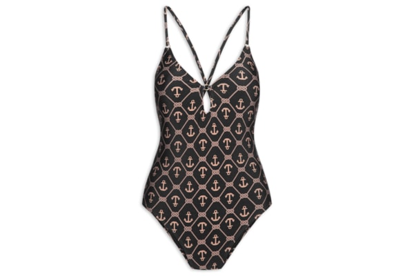 Maiô Estampado Com Costas Cruzadas - Preto