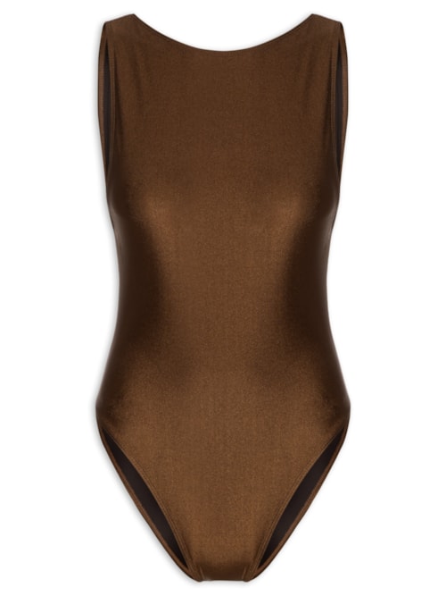 Maiô Feminino Regata Com Decote Costas – Marrom