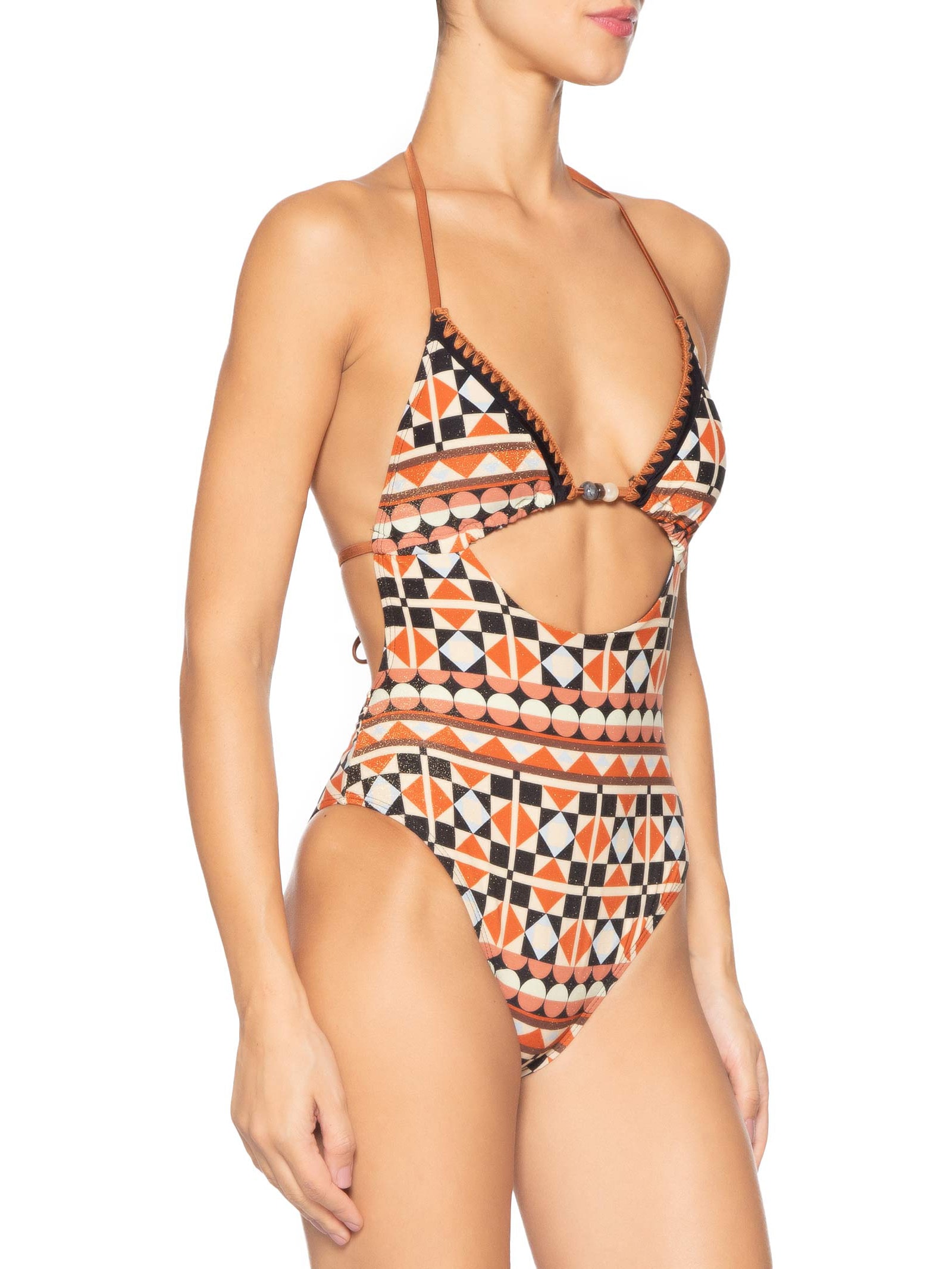 Maiô Frente Única Estampado Preto Mktbeach