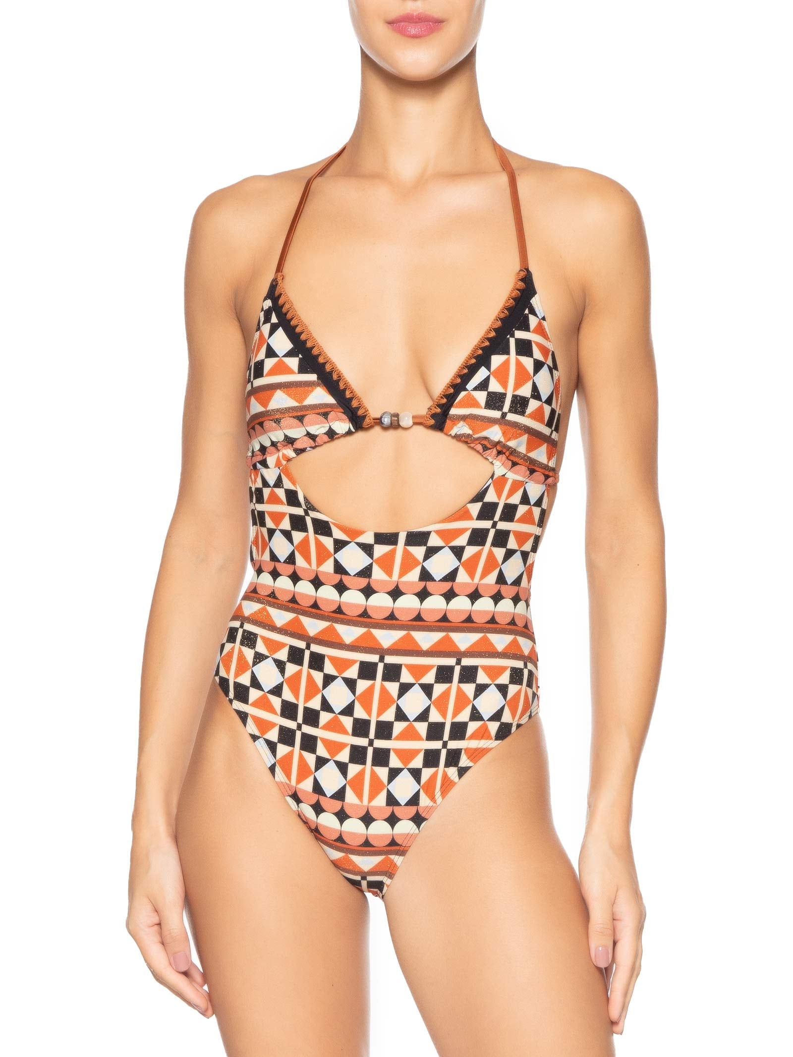 Maiô Frente Única Estampado Preto Mktbeach