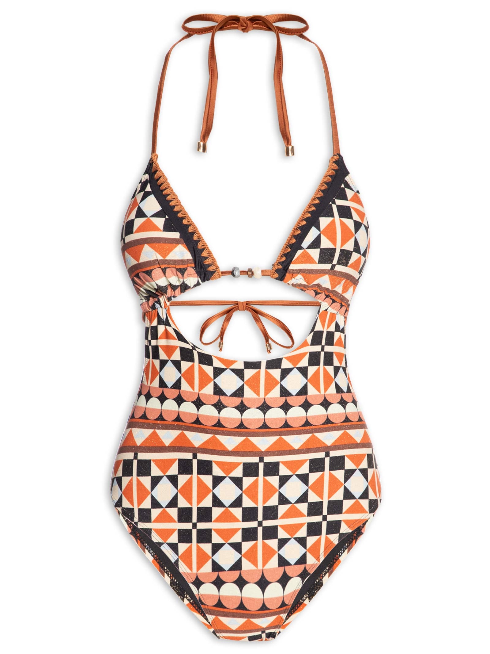 Maiô Frente Única Estampado Preto Mktbeach