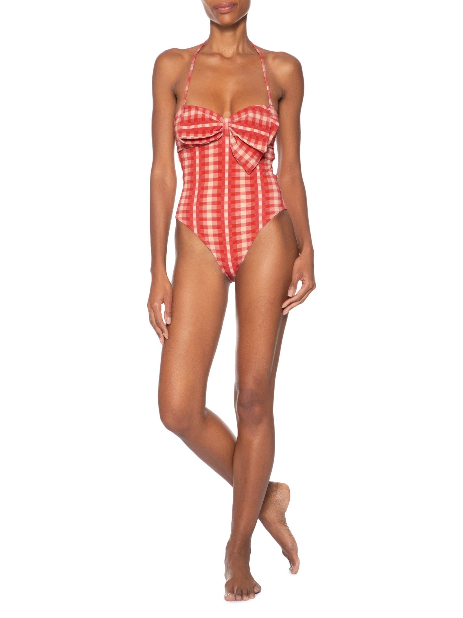 Maiô Laço Xadrez Trancoso Vermelho Farm Praia