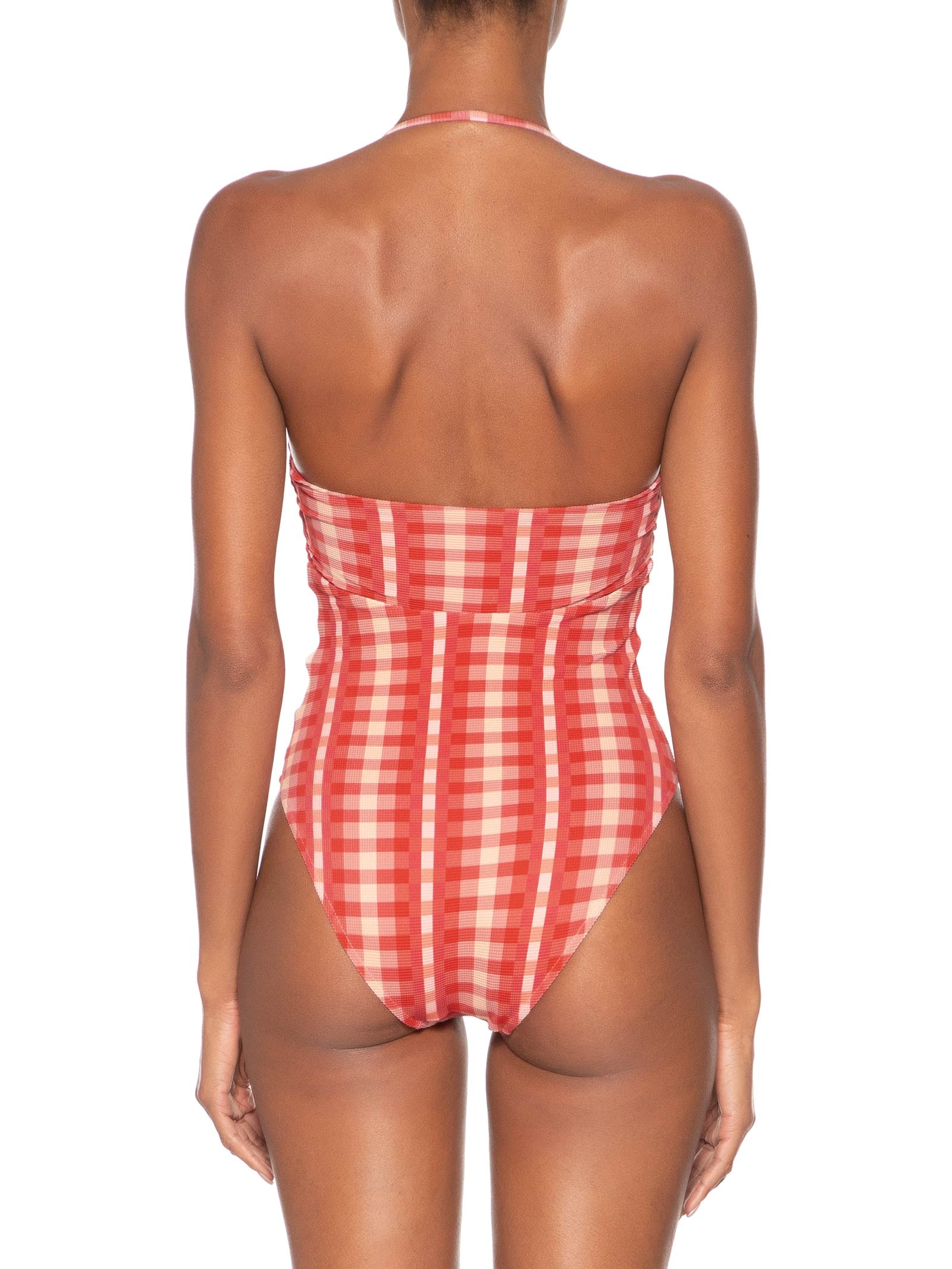 Maiô Laço Xadrez Trancoso Vermelho Farm Praia