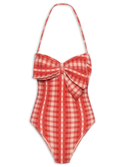 Maiô Laço Xadrez Trancoso – Vermelho