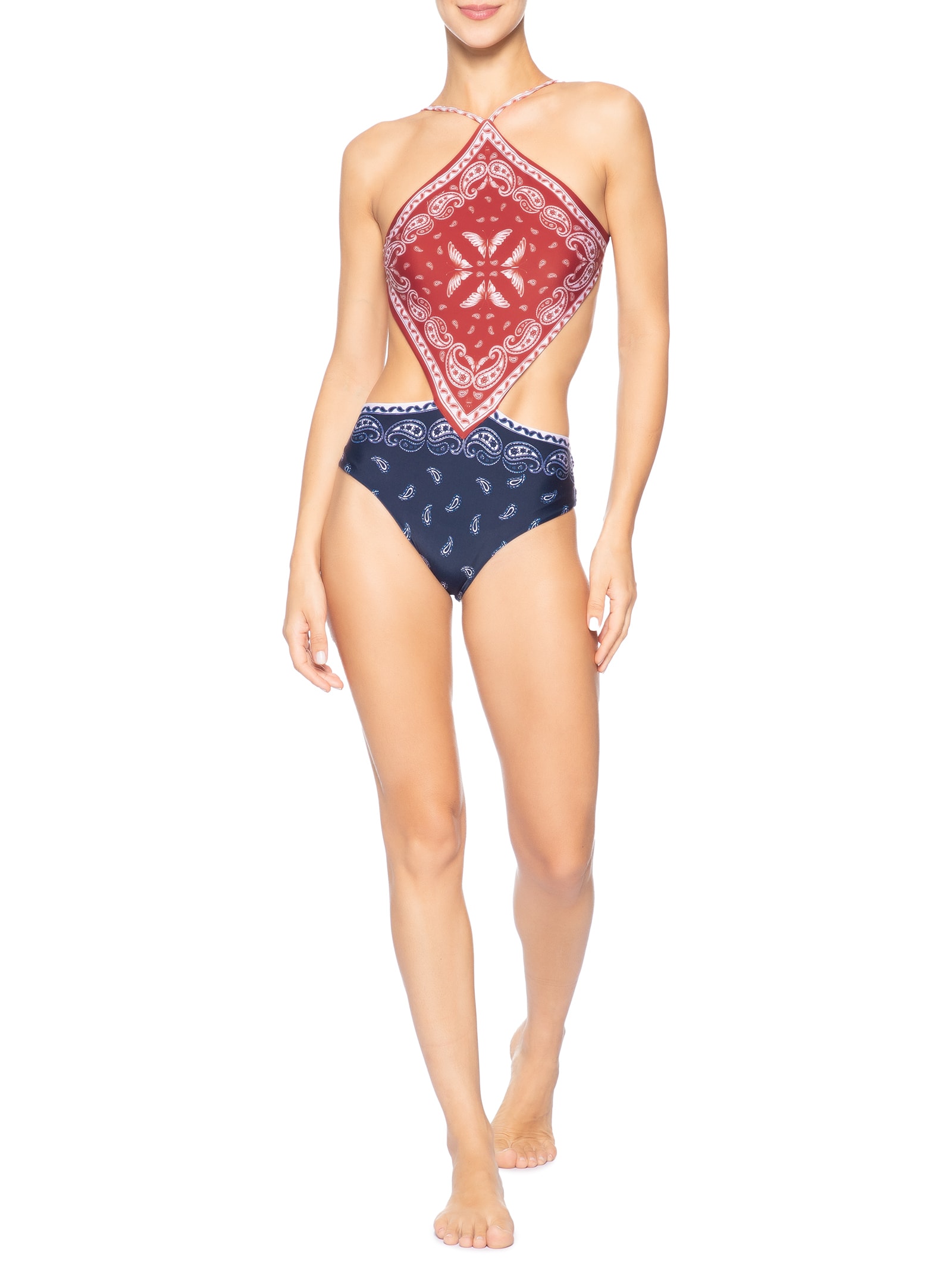 Maiô Localizado Bandana Jardim – Vermelho Farm Praia