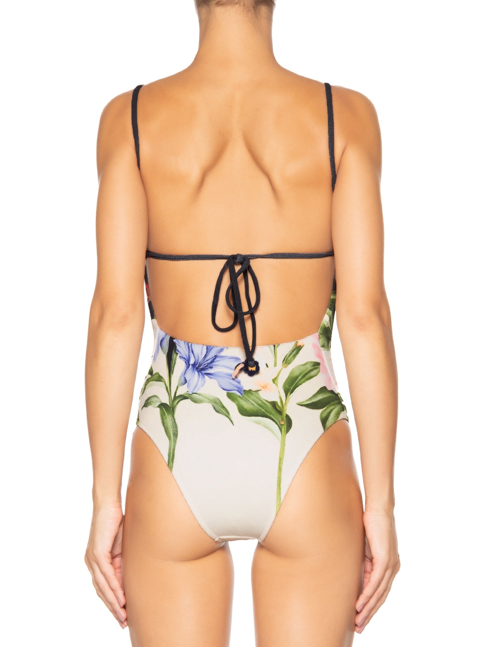 Maiô Localizado Céu De Flor Preto Farm Praia