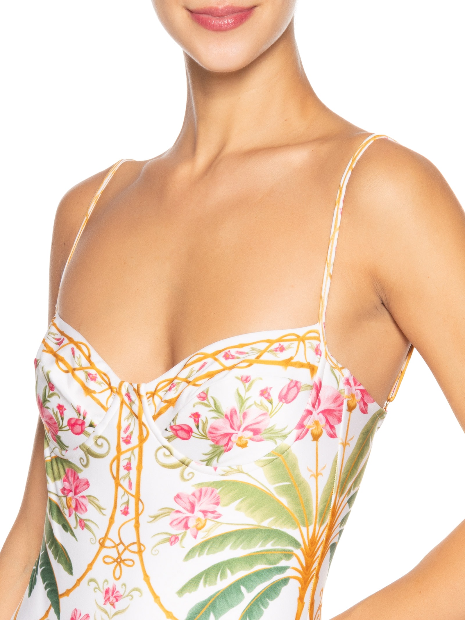 Maiô Meia Taça Localizado Floral Nusa Off White Farm Praia